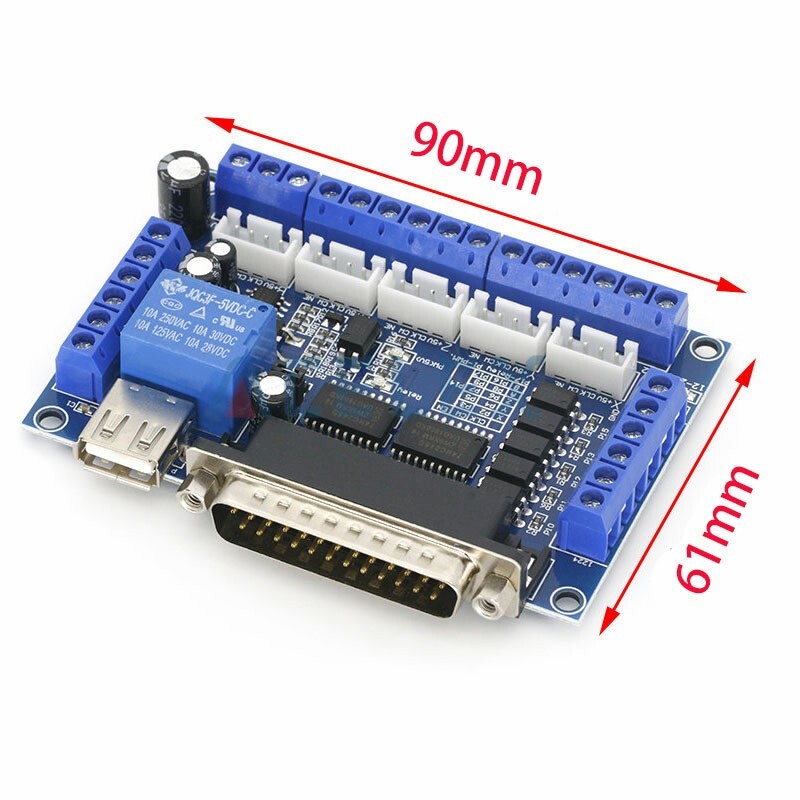 5 Axis CNC Interface Adapter Breakout Board For Stepper Motor Driver Mach3 W/USB