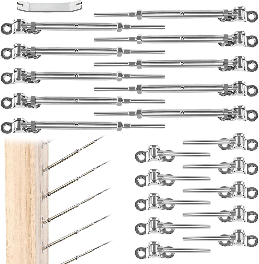 10 Pair 1/8" Cable Railing Kit with Crimping Tool - CK07 & CK12 Bundle