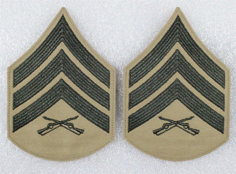 USMC Marine Corp Rank Chevron 834: Sergeant, pair - khaki