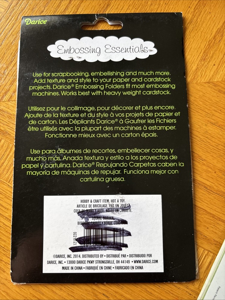 Darice Embossing Folder Essentials " SQUARE BORDER " 1219-220 New