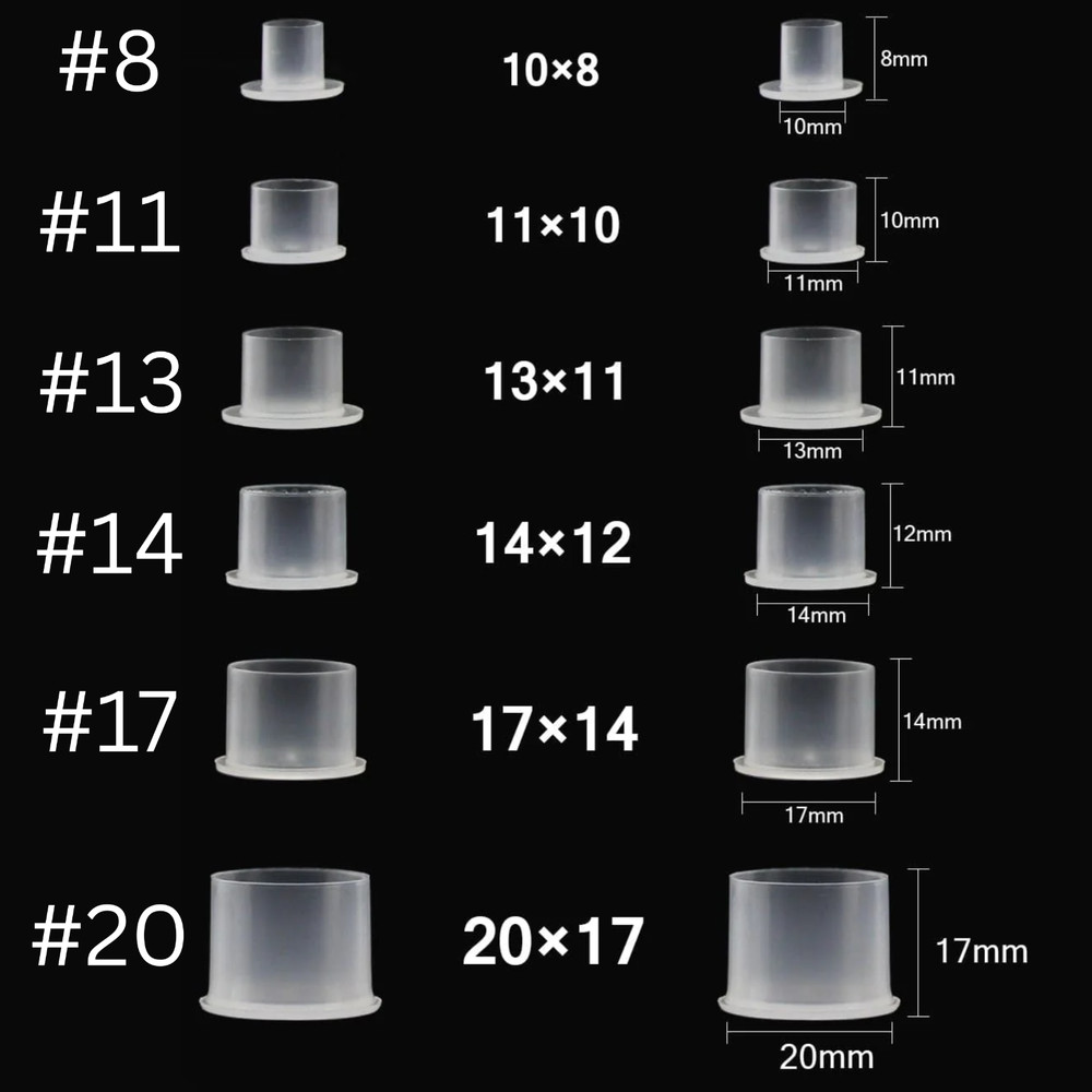 300PCS Flat Bottom Assorted Tattoo Ink Caps Mixed Ink Cups Small Medium Large