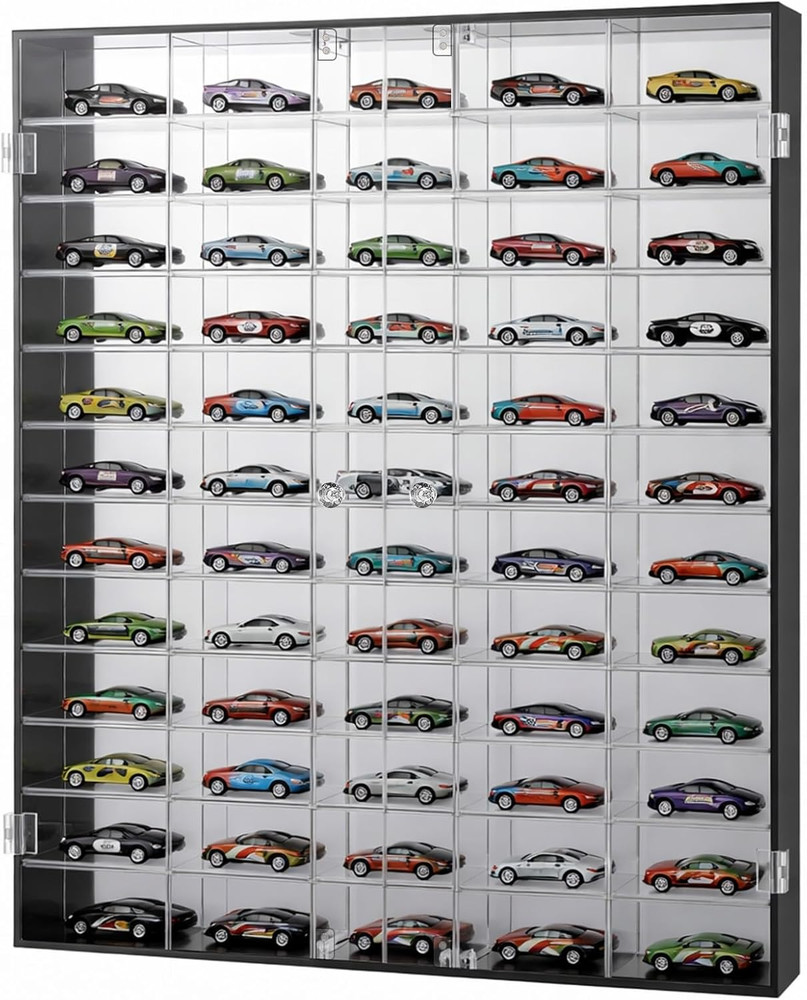 1/64 Diecast Acrylic Display Case Car Wall Case Diecast Model Display Clear Whee