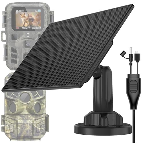Trail Camera Solar Panel, Built-in 5000mAh Rechargeable Battery Solar Panel