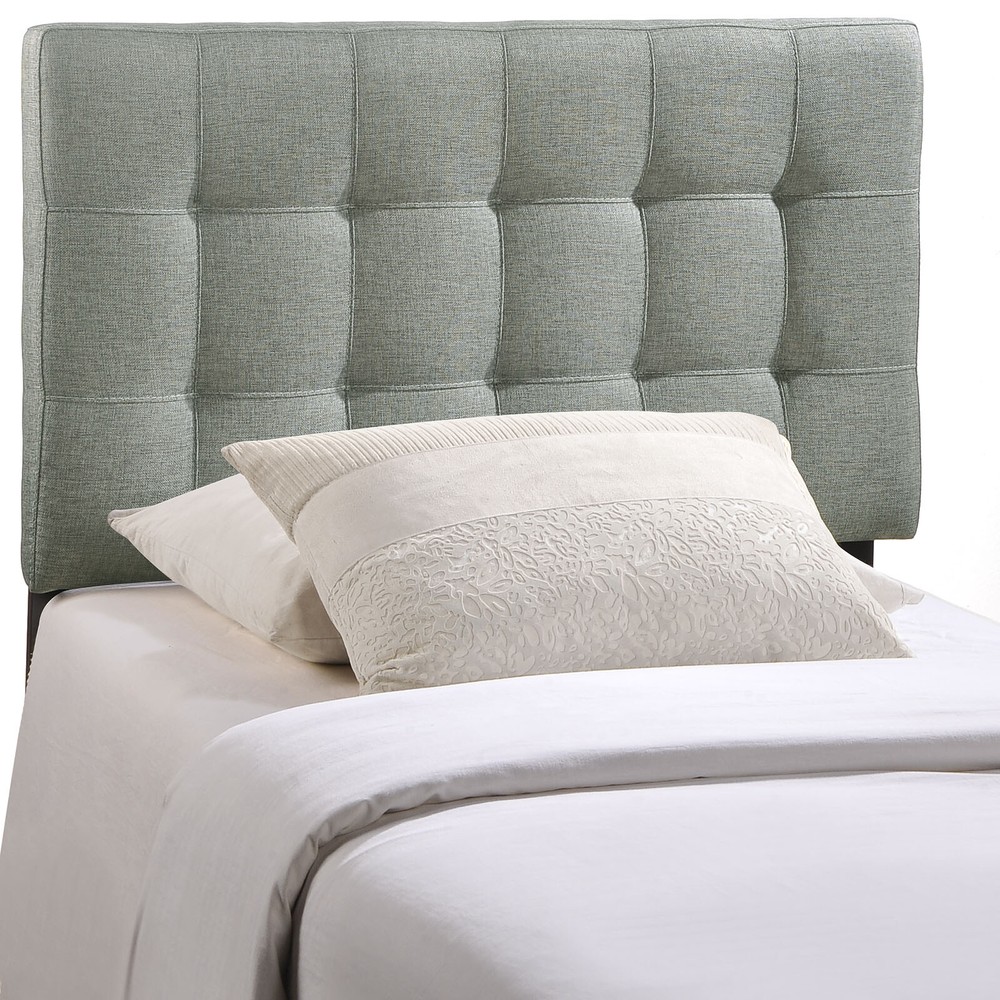 Modway Tufted Upholstered Fabric Square Twin Size Headboard in Gray