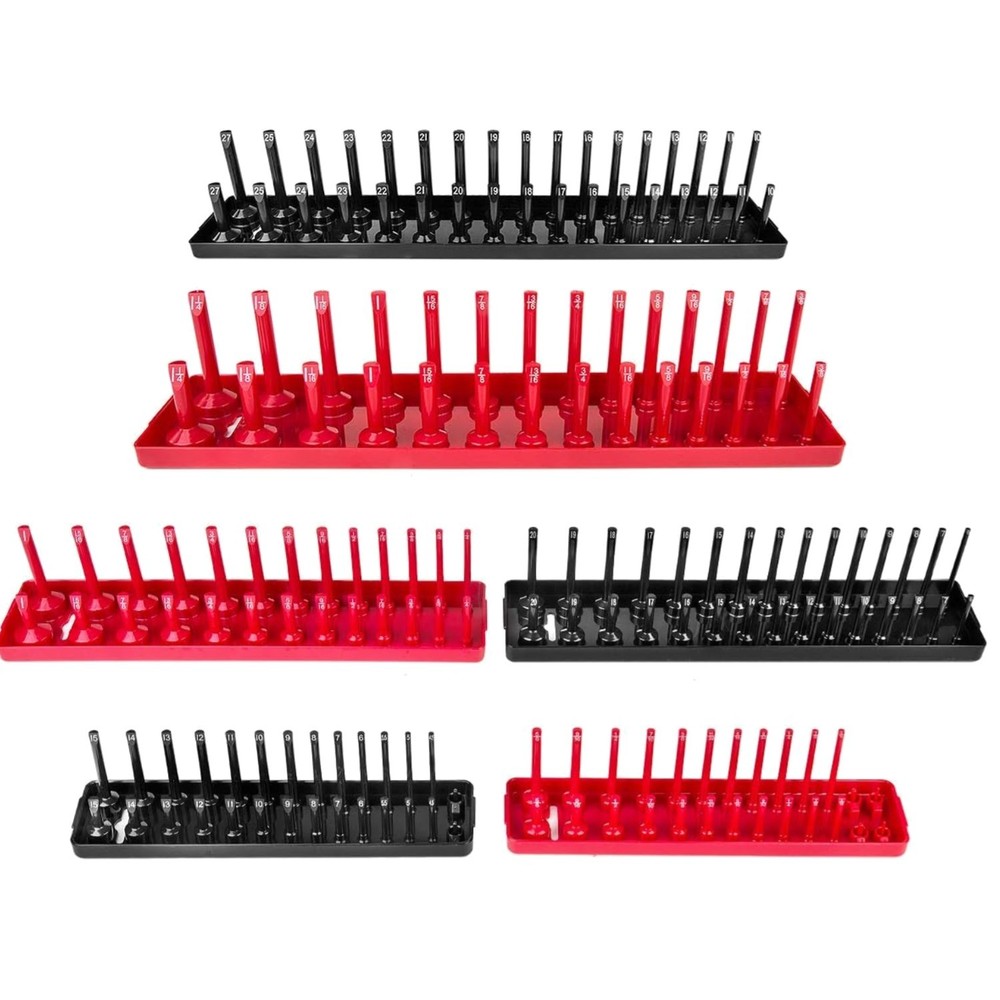 6PCS Socket Organizer Tray Set, SAE & Metric Storage