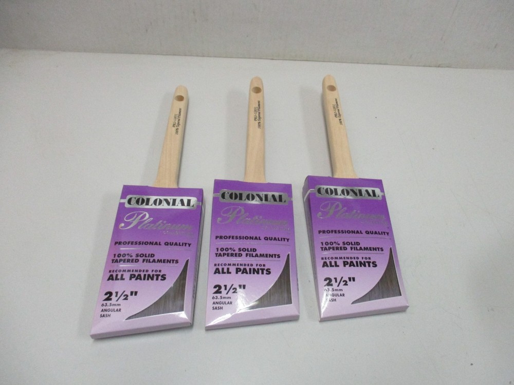 3 Colonial Platinum 2-1/2" Paint Brushes