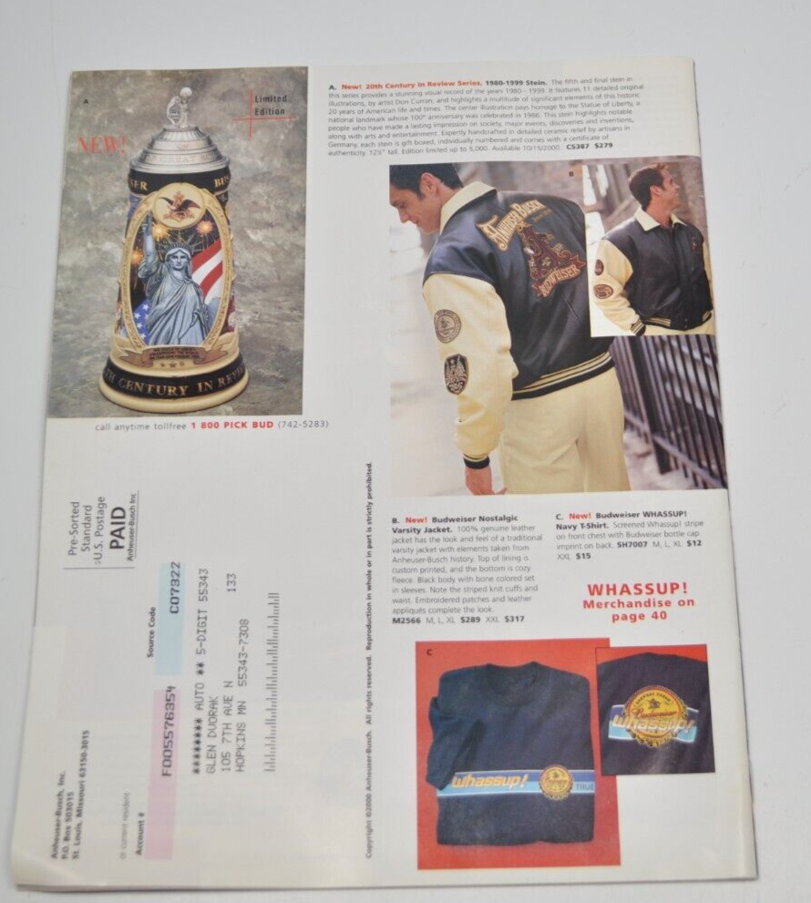 Budweiser Genuine Collection Gift Catalog - Fall 2000
