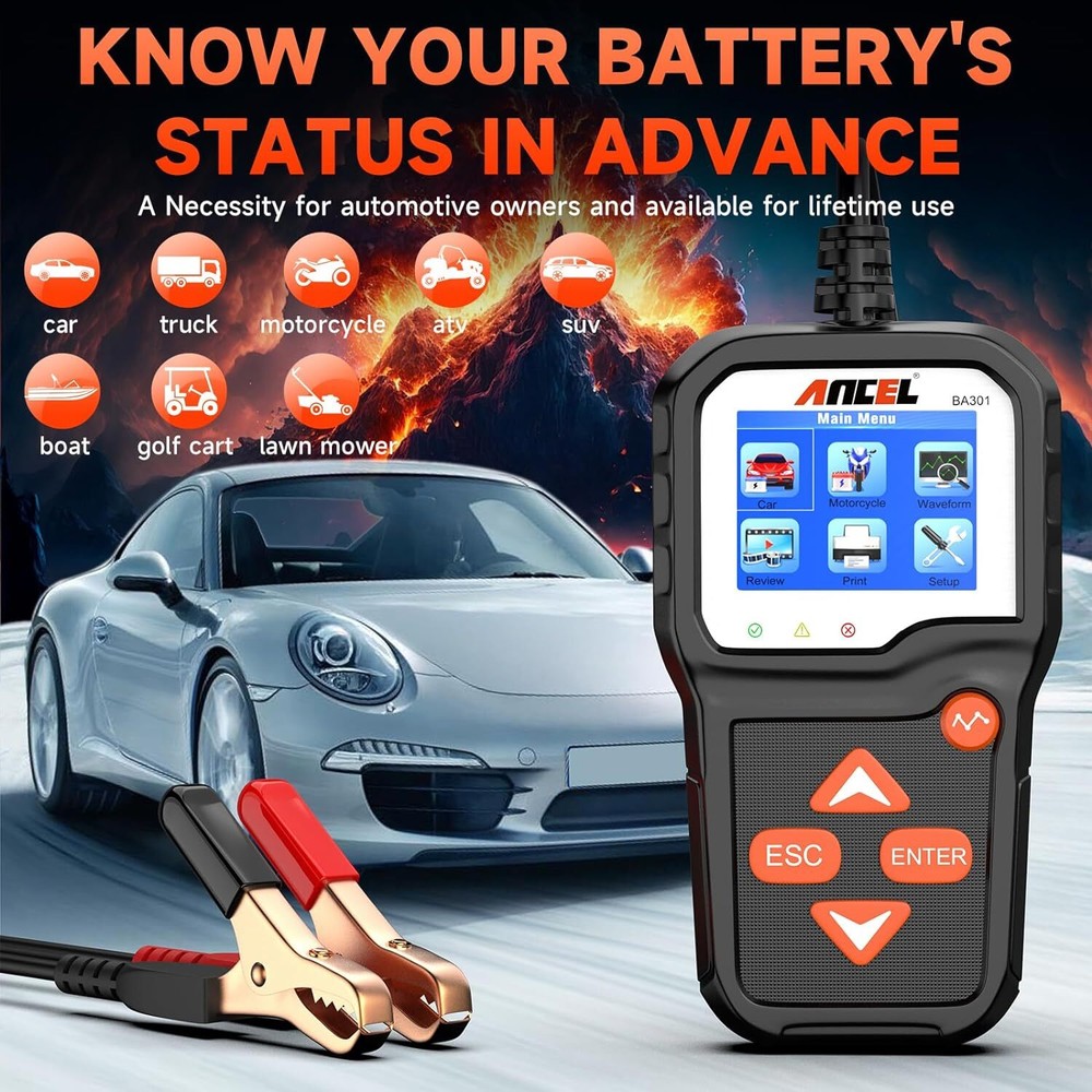 ANCEL BA301 Car Battery Testers Battery Load Cranking Charging Voltage Analyzer