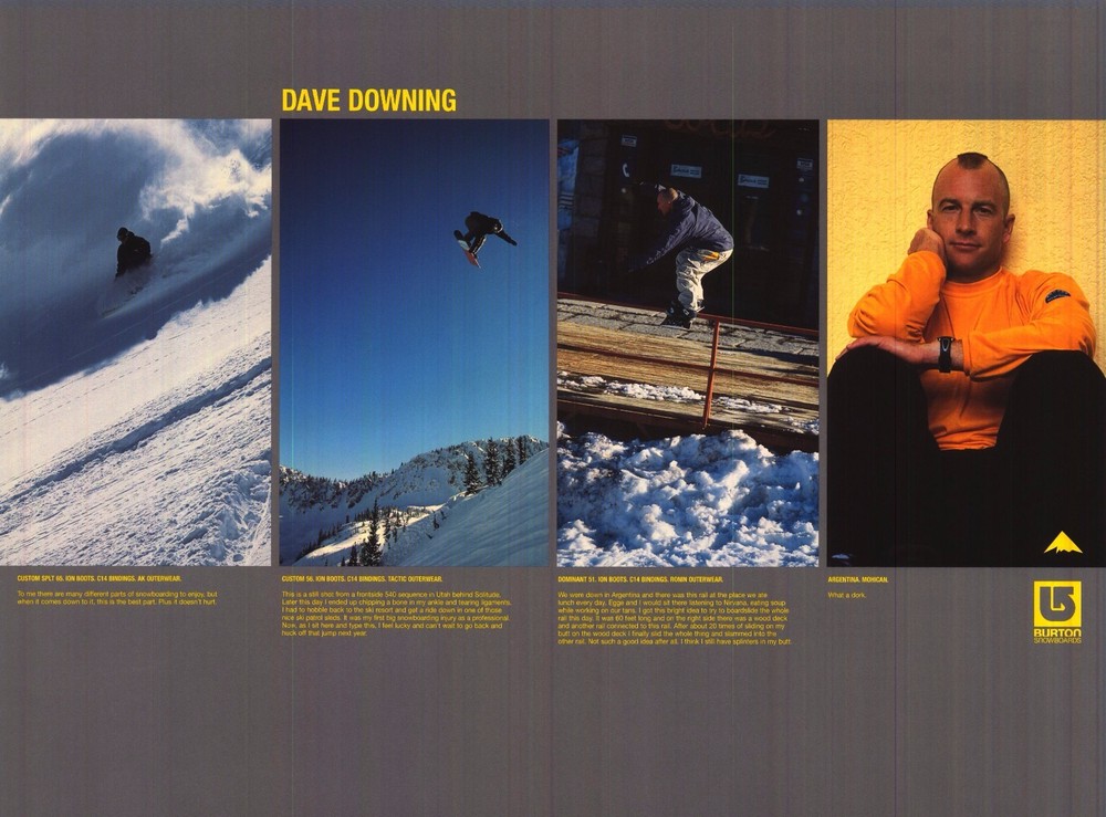 SNOWBOARD POSTER~Dave Downing Original Burton 2 Sided OOP Signed Bio Profile~