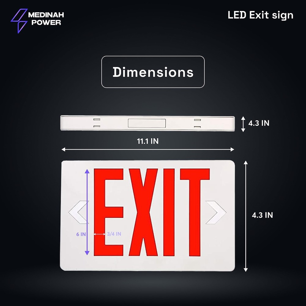Medinah Power ES-C-S Led Emergency Exit Sign Led Exit Light White