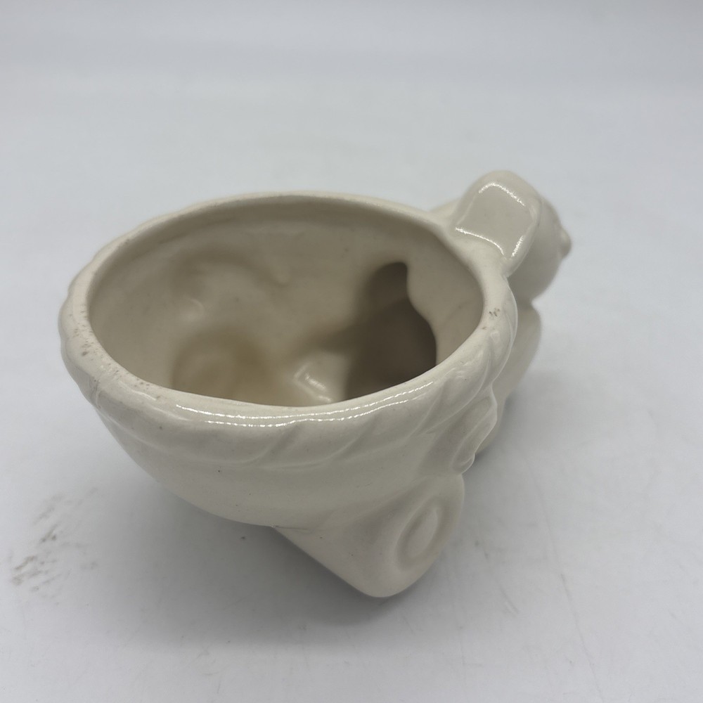 Easter Pottery Mid Century McCoy ? Unmarked Egg Basket Rabbit Planter