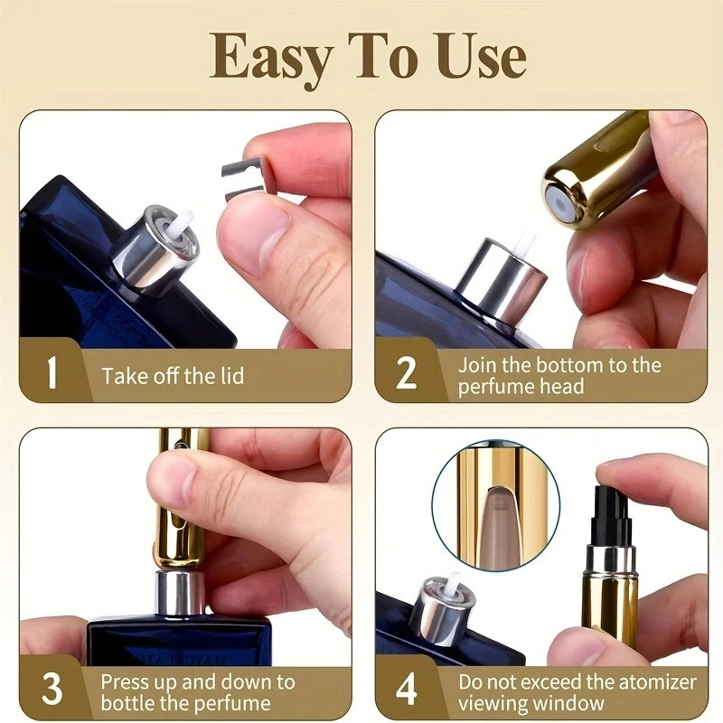 6Pc 5ml Mini Refillable Travel Portable Perfume Atomizer Bottle Spray Pump Cases