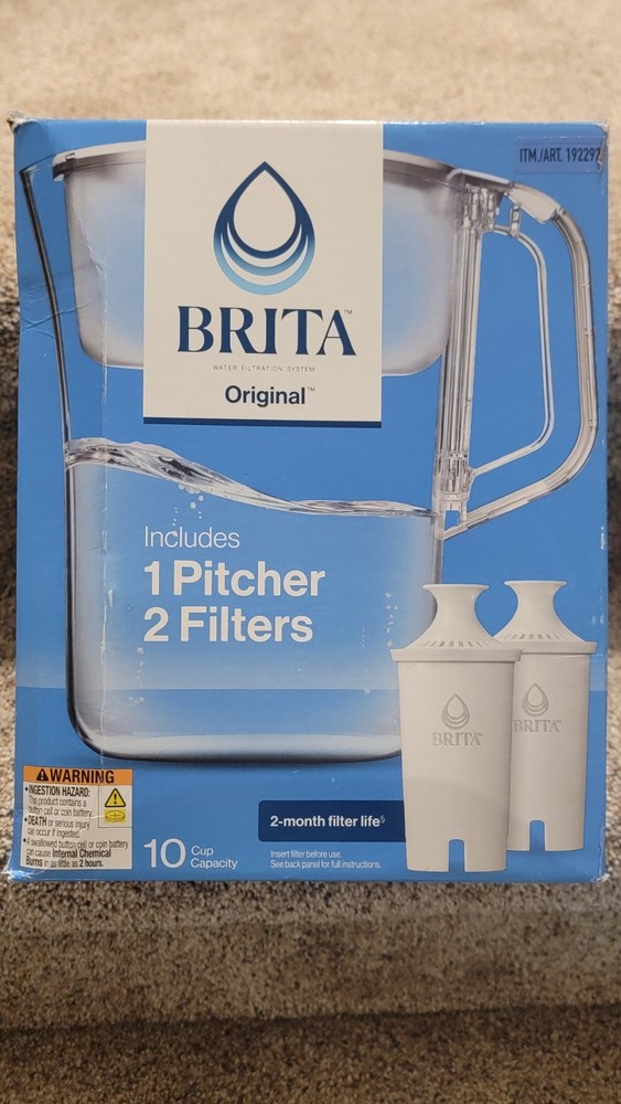 BRITA 1922924 Champlain 10-Cup Water Filter Pitcher + 2 Filters Open Box