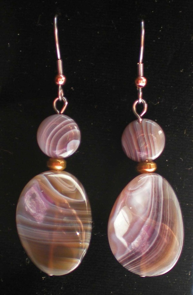 Botswana Agate Bead Earrings - Balance, Grounding, Healing e111