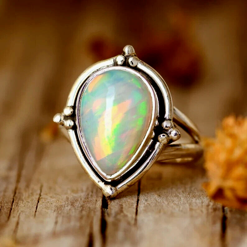 Opal Solid 925 Sterling Silver Beautiful Statement Lovely Ring, All Size M1431