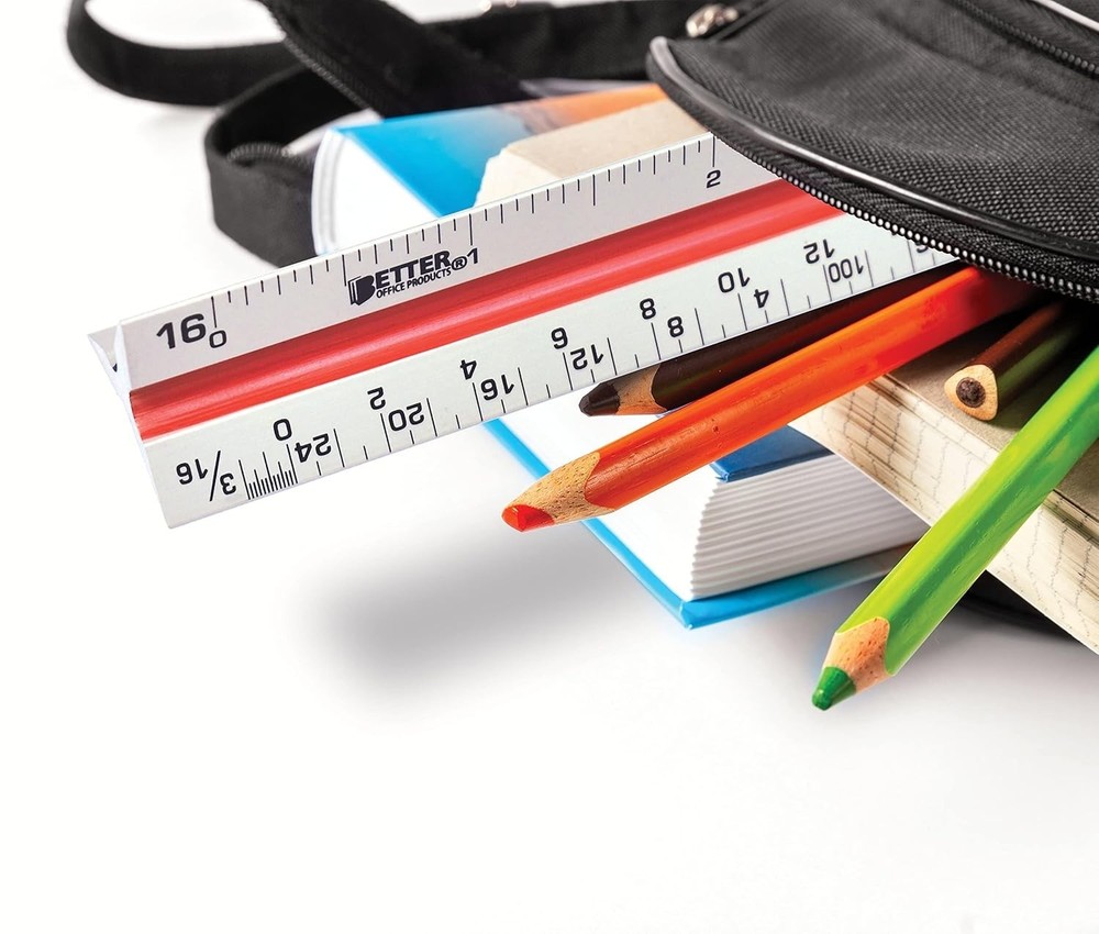 12 Inch Aluminum Triangular Ruler with Color Code for Drafting & Architect Use