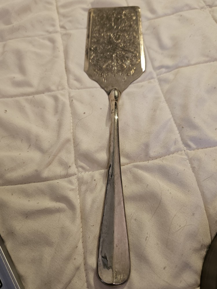 Vintage Engraved Rectangle Cake Slice Server Silver Wedding Christmas Cutlery