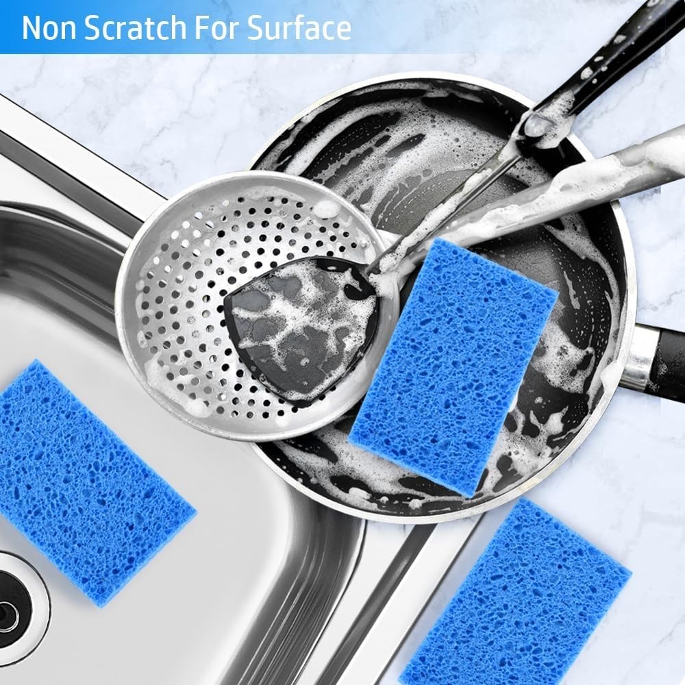 Eco-Friendly 4PCS Compressed Sponges - Non-Scratch, Quick Drying Kitchen Tool