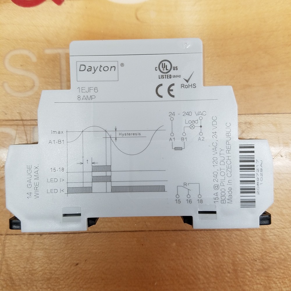 Dayton 1EJF6 Current Sensor Relay, 8Amp - NEW