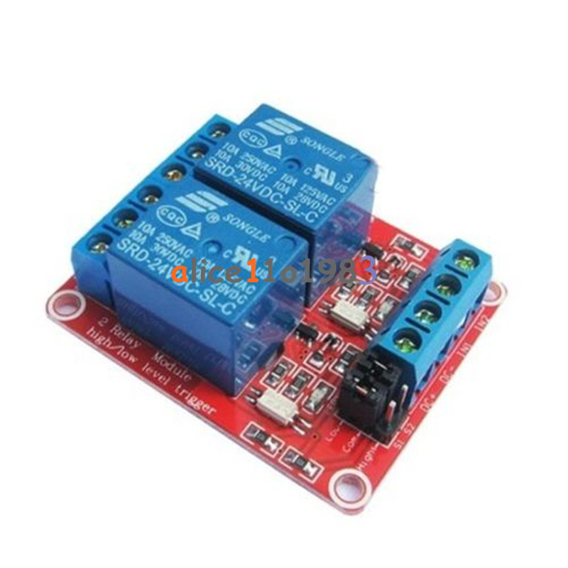 24V 2 Channel Relay Module With Optocoupler High and Low Level Trigger