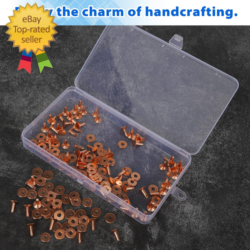 154Pcs Copper Rivets for Leather #12 Smooth Leather Rivets without Pattern