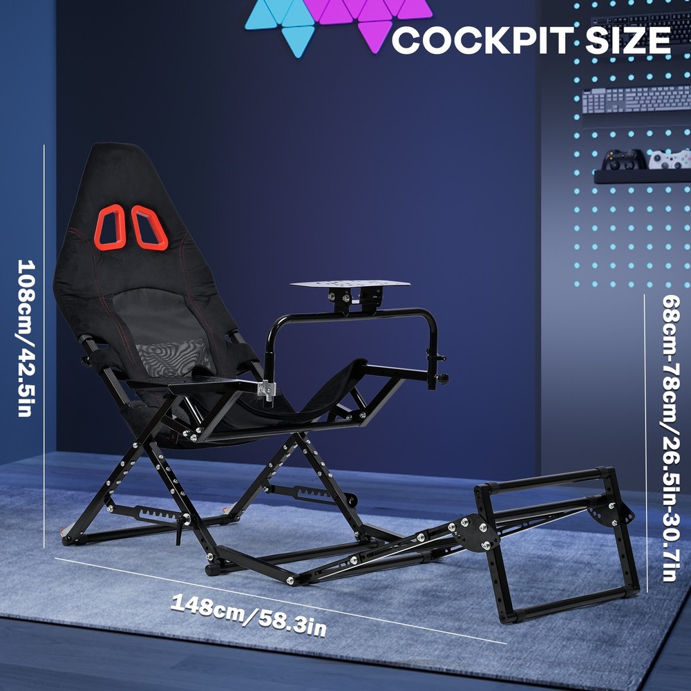 Supllueer Foldable Racing Simulator Cockpit Fits Logitech G920 Moza Thrustmaster