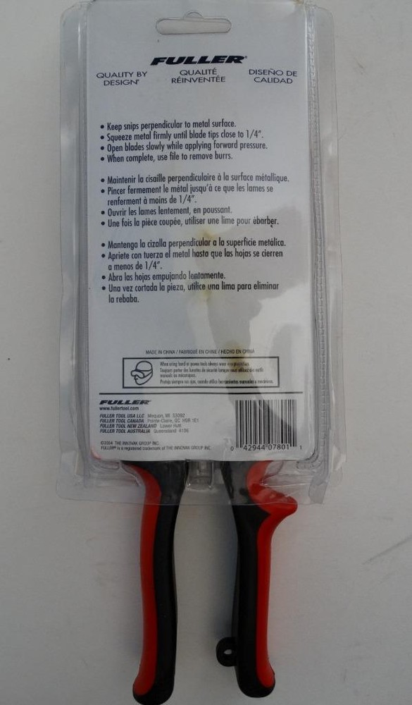 Fuller Tools Aviation Snips Cuts Left 315-7801 New