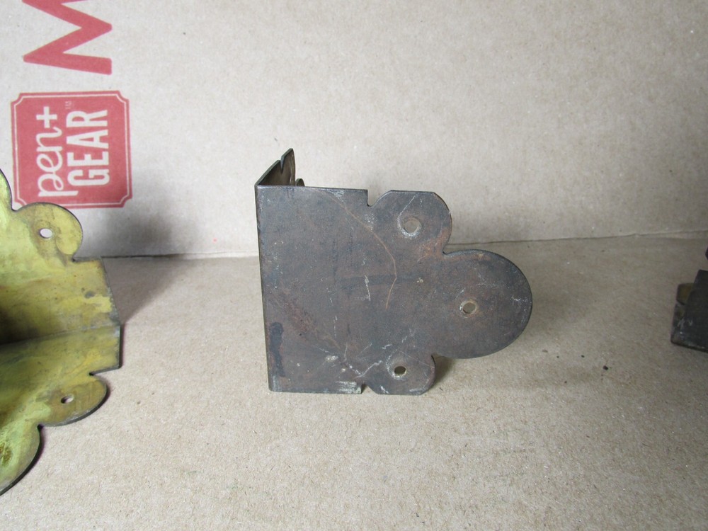 Vintage Solid Brass Carpenters Tool Box Corner Hardware Decorative Pieces