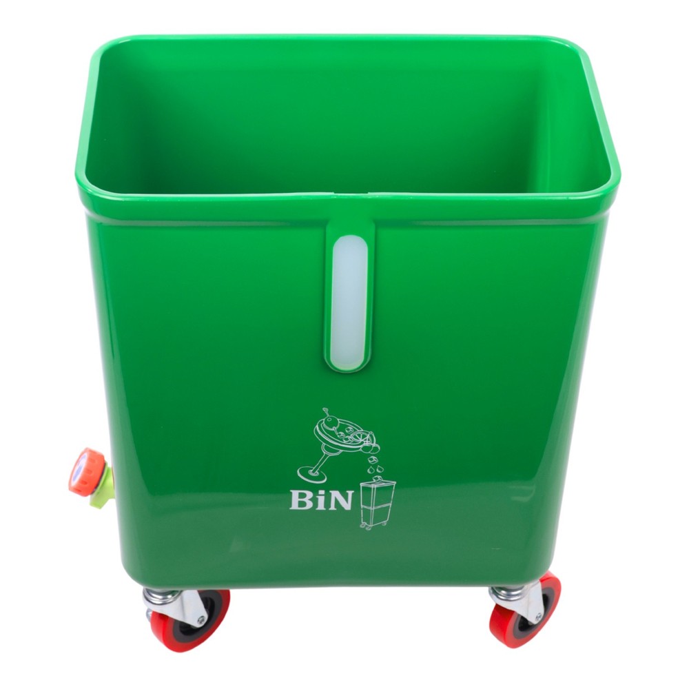 Green Drink Dump Bin w/ Wheels – Dual Compartment Liquid & Trash Disposal