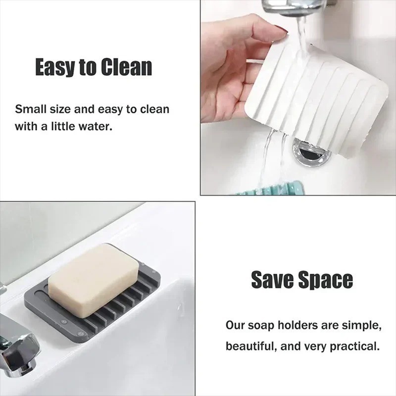 Self‑Draining Silicone Soap Dish (1 Pc)