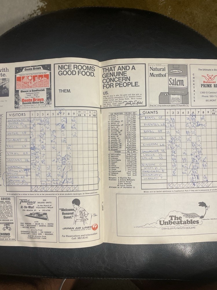 San Francisco Giants 1971 Program And Scorecard.