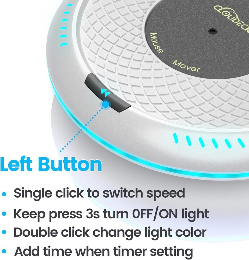 Cloudeck Mouse Mover with Timer & LED Color Option Undetectable Mouse Jiggler...