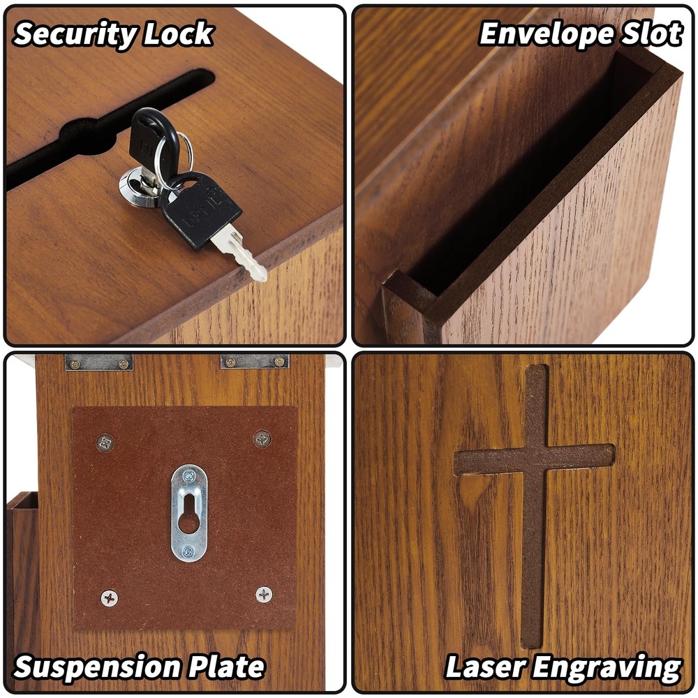 Prayer Request Box - Offering Boxes for Church, Cross Offering Box Collection...