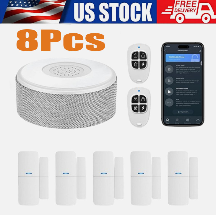 8pcs Smart WiFi Home Alarm System Residential Wireless Security Control Sensor