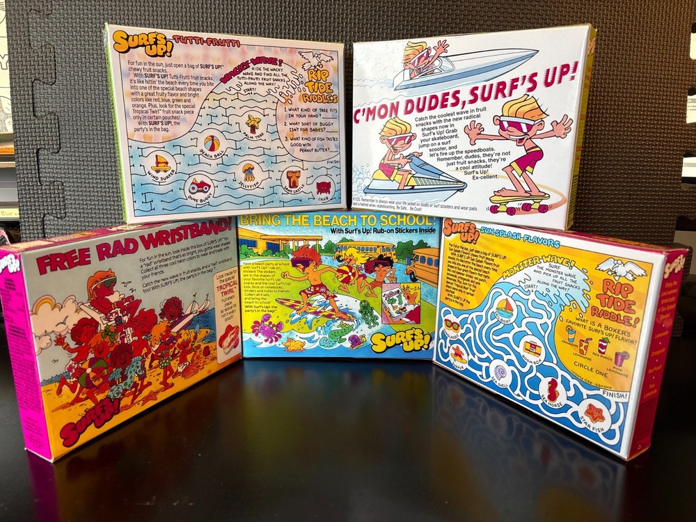 Surfs Up fruit snacks - 5 empty custom design display boxes