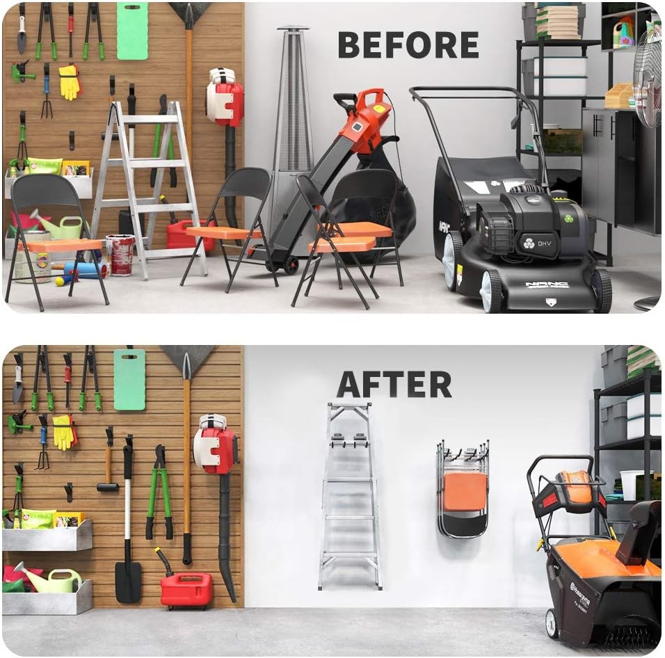 Garage Hooks Tool Organizer, 4 Pack 4-Pack 12 Wave Hooks, Black, Gray