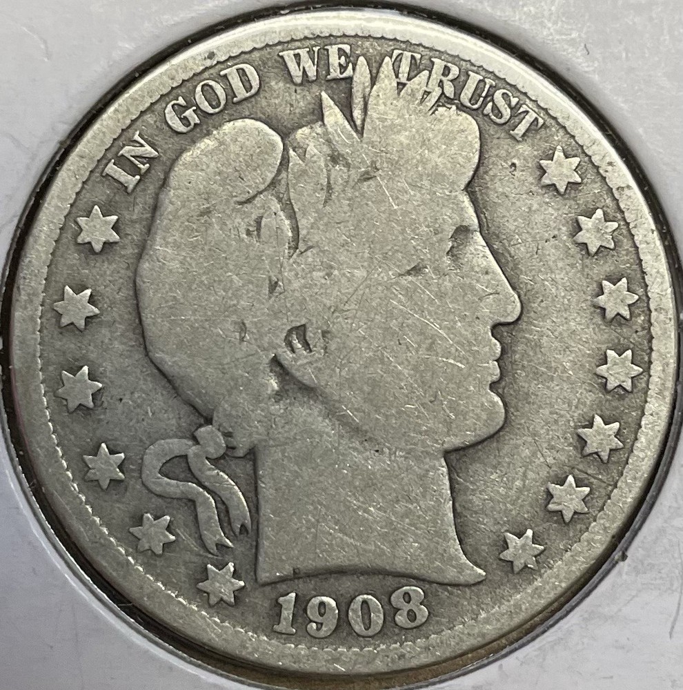1908 P Barber Silver half Dollar Philadelphia
