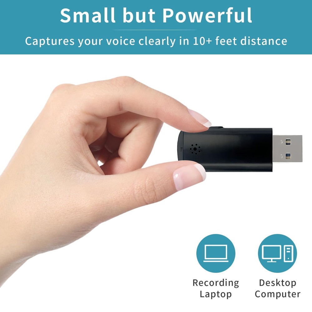USB Microphone for PC Laptop Desktop Plug & Play Noise Cancelling Mini Mic