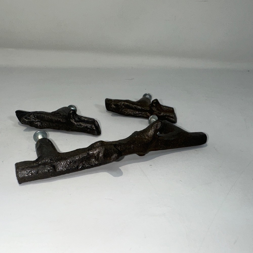 Vintage 3 Twig Cabinet Pulls aged bronze