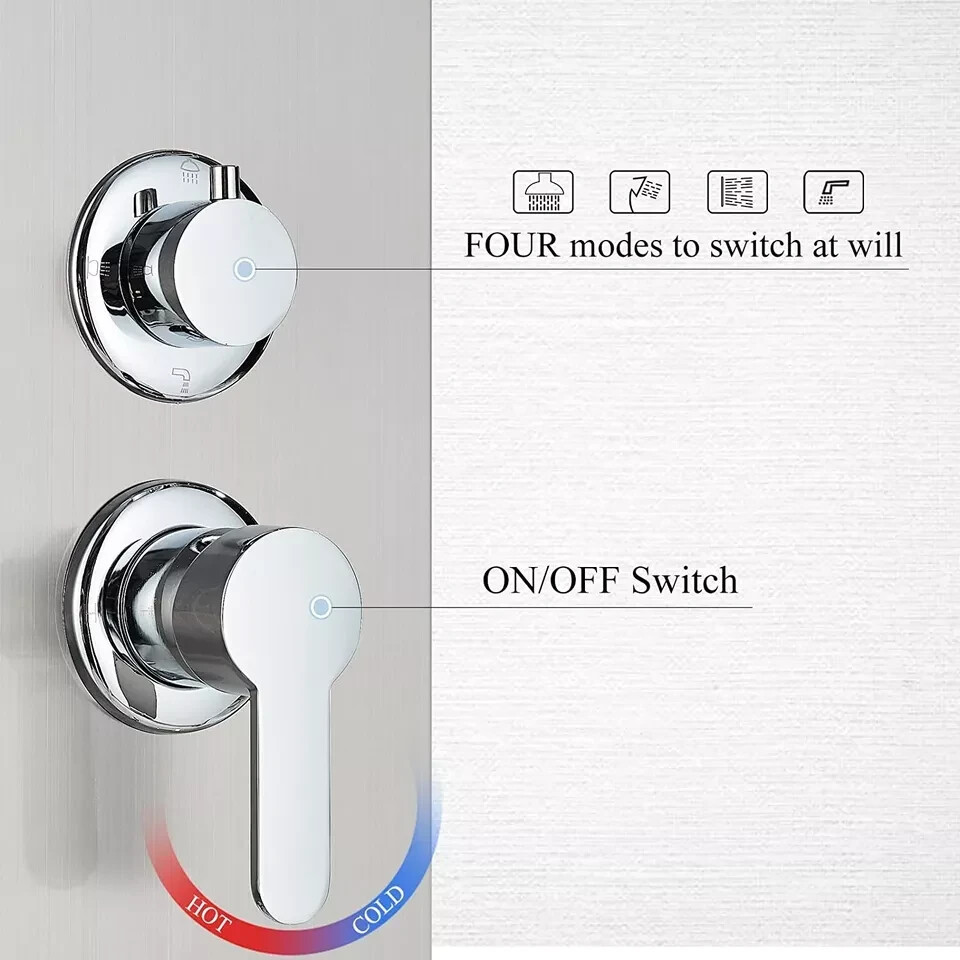 Shower Panel Tower System 8''Adjustable Rainfall Shower Head & Massage Body Jet