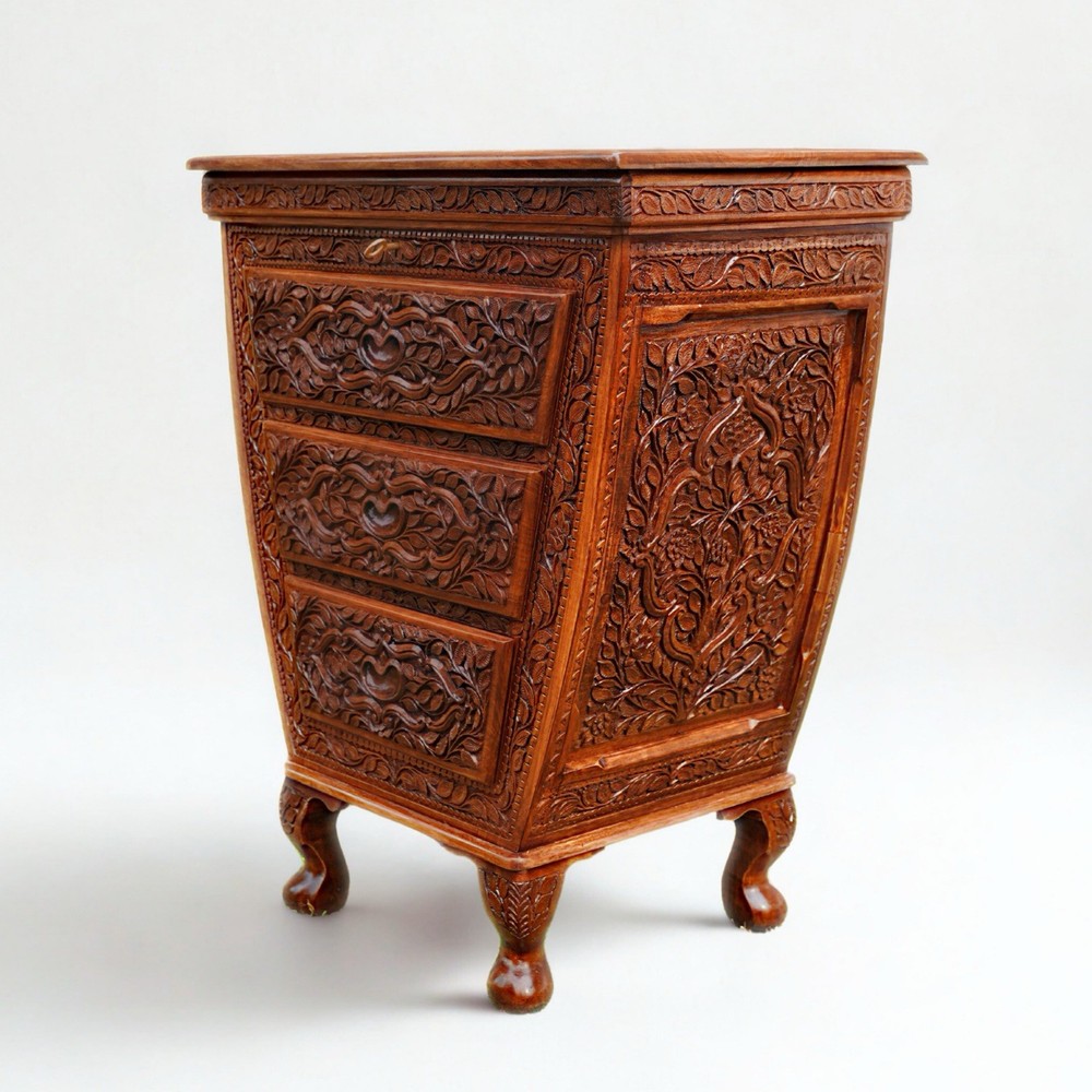 Handcrafted Walnut Wooden Side Chest
