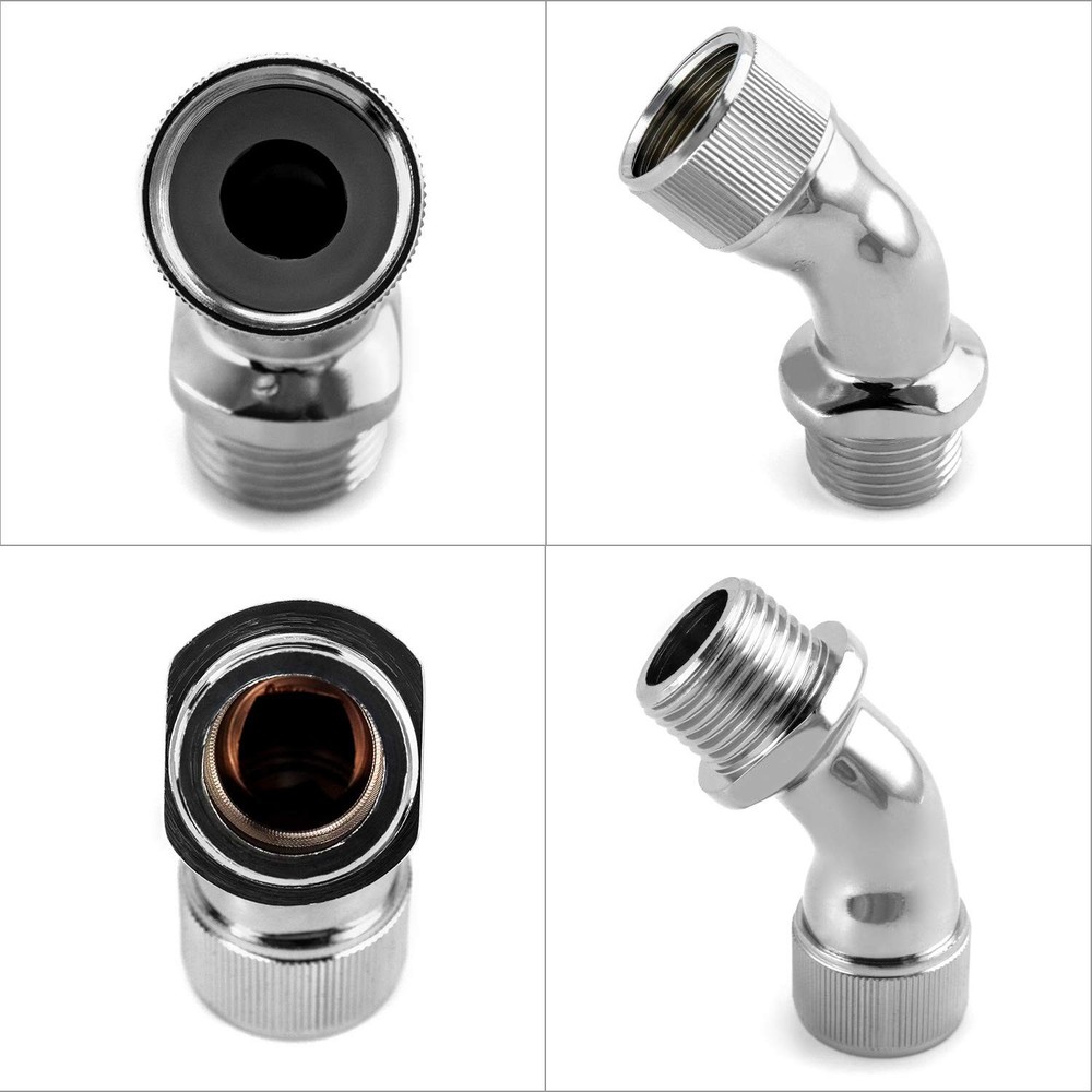 QWORK Elbow Adapter for Shower Head, Chrome Copper 1/2" Extender