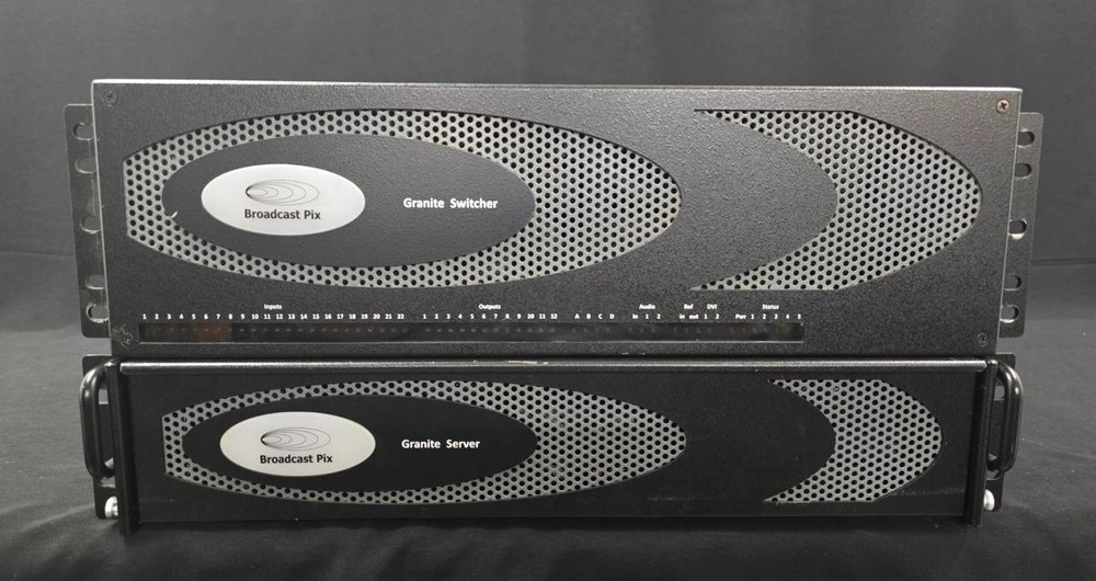 Broadcast Pix Granite 2 M/E Broadcast Switcher 2000 Panel and Playback Server