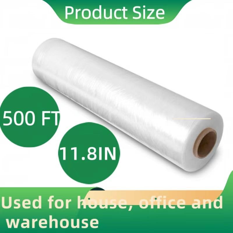 Stretch Wrap Roll Heavy Duty Plastic Moving Wrap 11.8" X 500FT