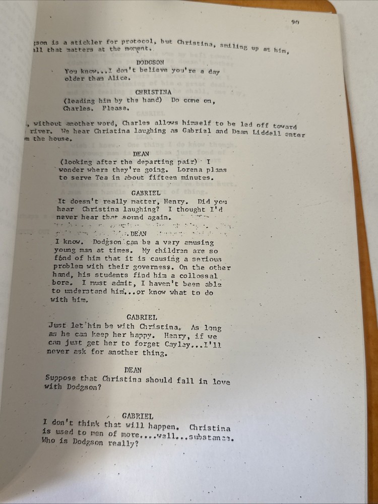 1985 “Dreamchild”Lewis Carroll Movie Script - Musical Version- Studio Copy-