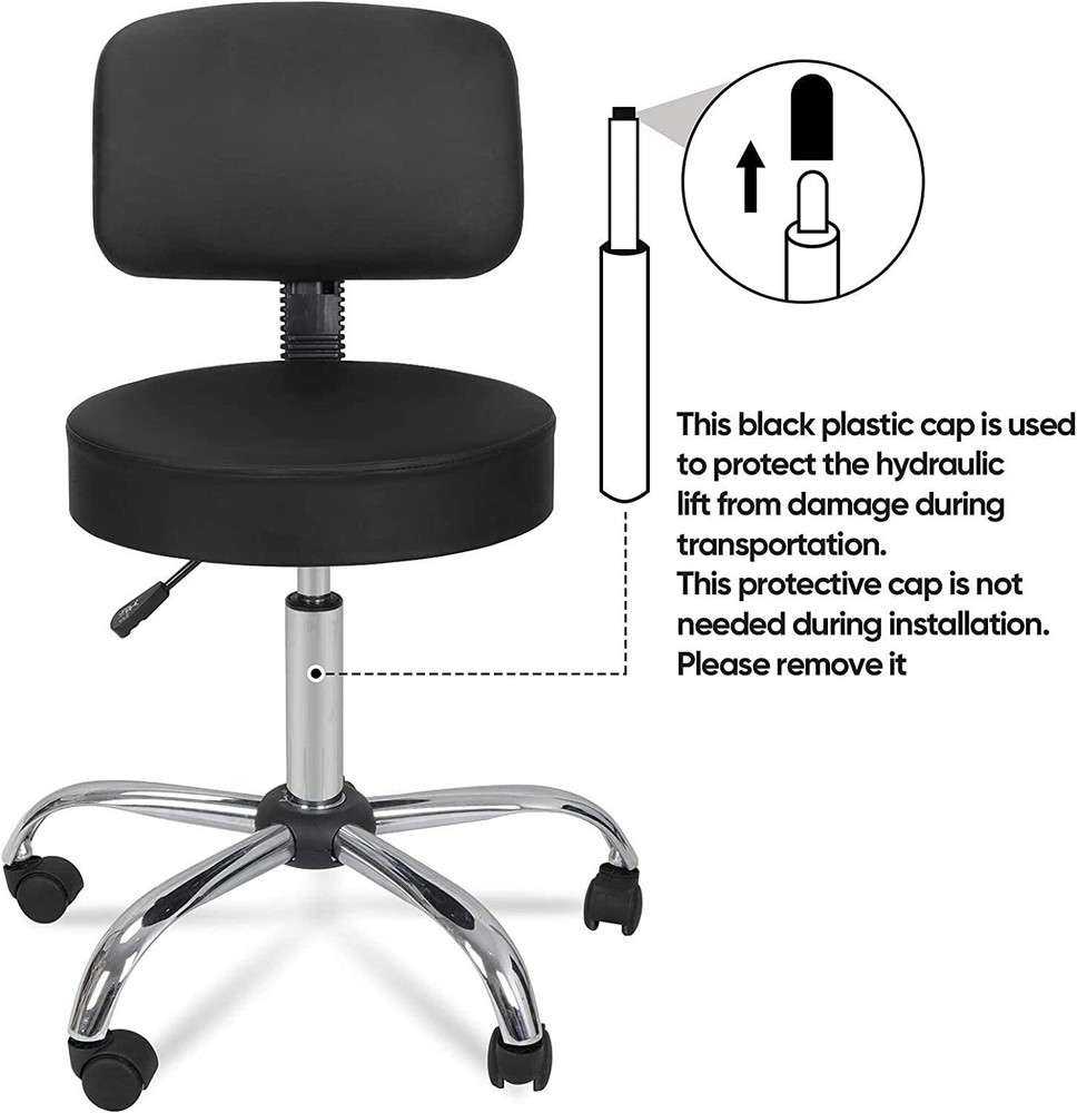 Rolling Swivel Salon Stool Chair Hydraulic with Back Support Adjustable Height
