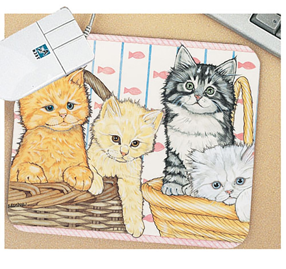 Cat Kitties in a Basket Mouse Pad