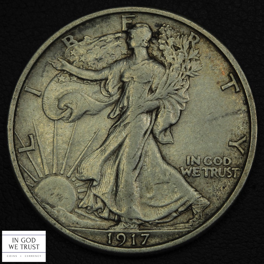 1917 Walking Liberty Silver Half Dollar 50C