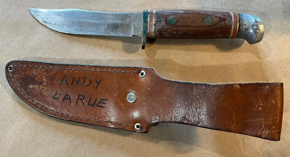 Vintage SHARP Japan hunter-skinner knife original leather sheath
