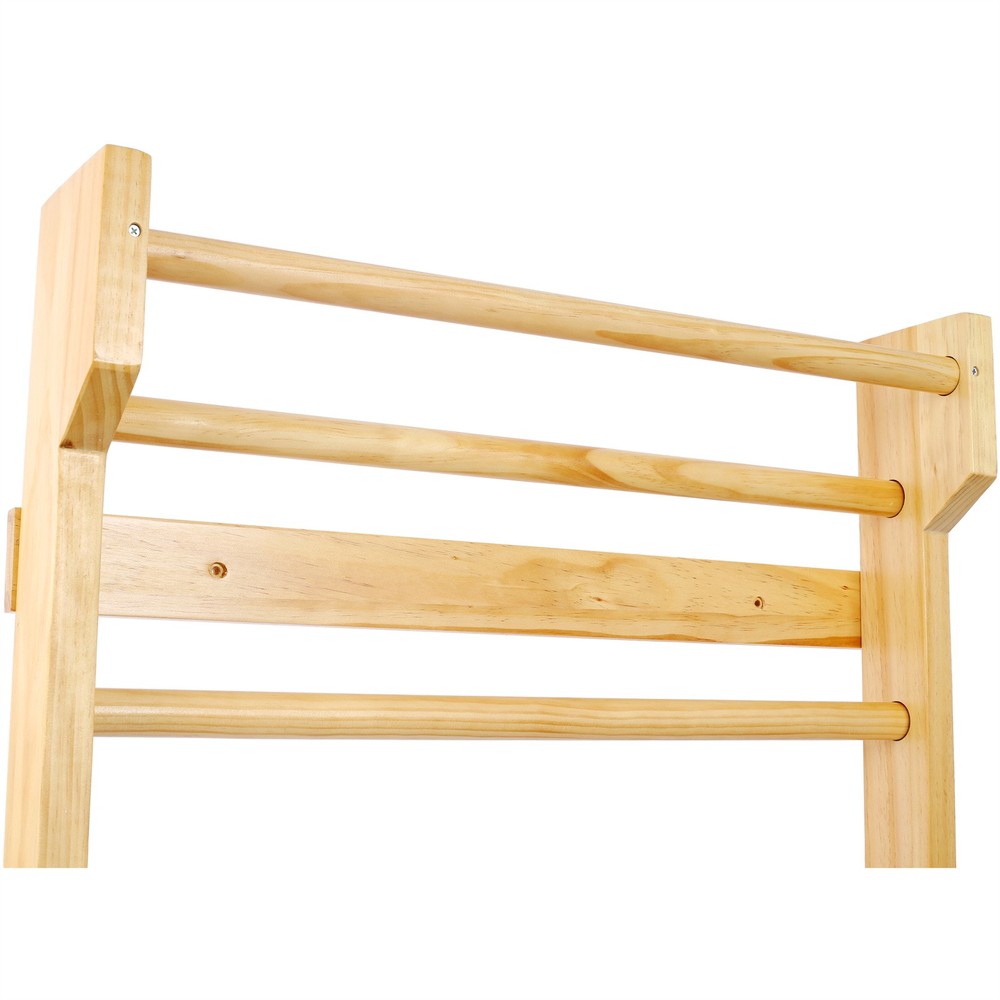 Multi-Use Swedish Ladder Wall Mounted Solid Wood Pull Up Bar 286lbs Capacity